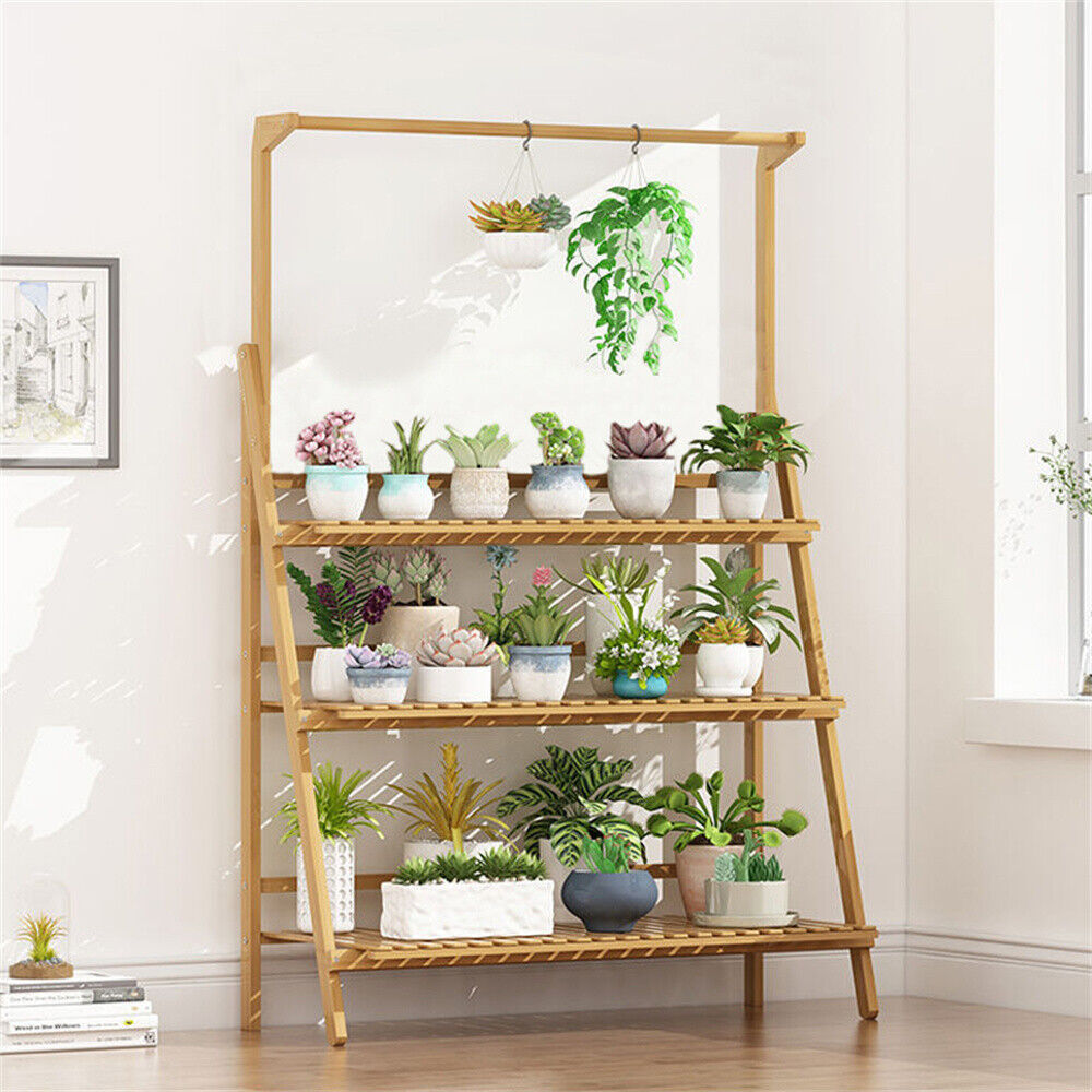 Outdoor Furniture On Sale - Folding Bamboo Plant Stand, Flower Pot