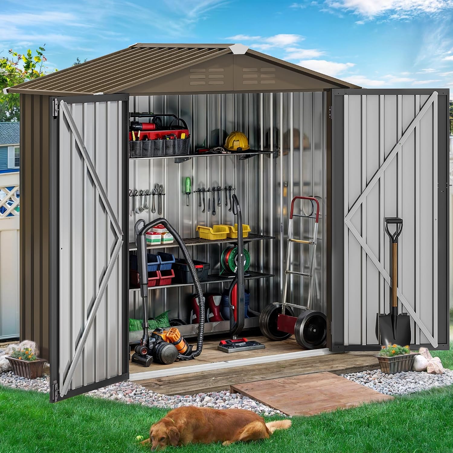 6x4ft Metal Outdoor Storage Sh - đánh giá và giá Outdoor Furniture Metal