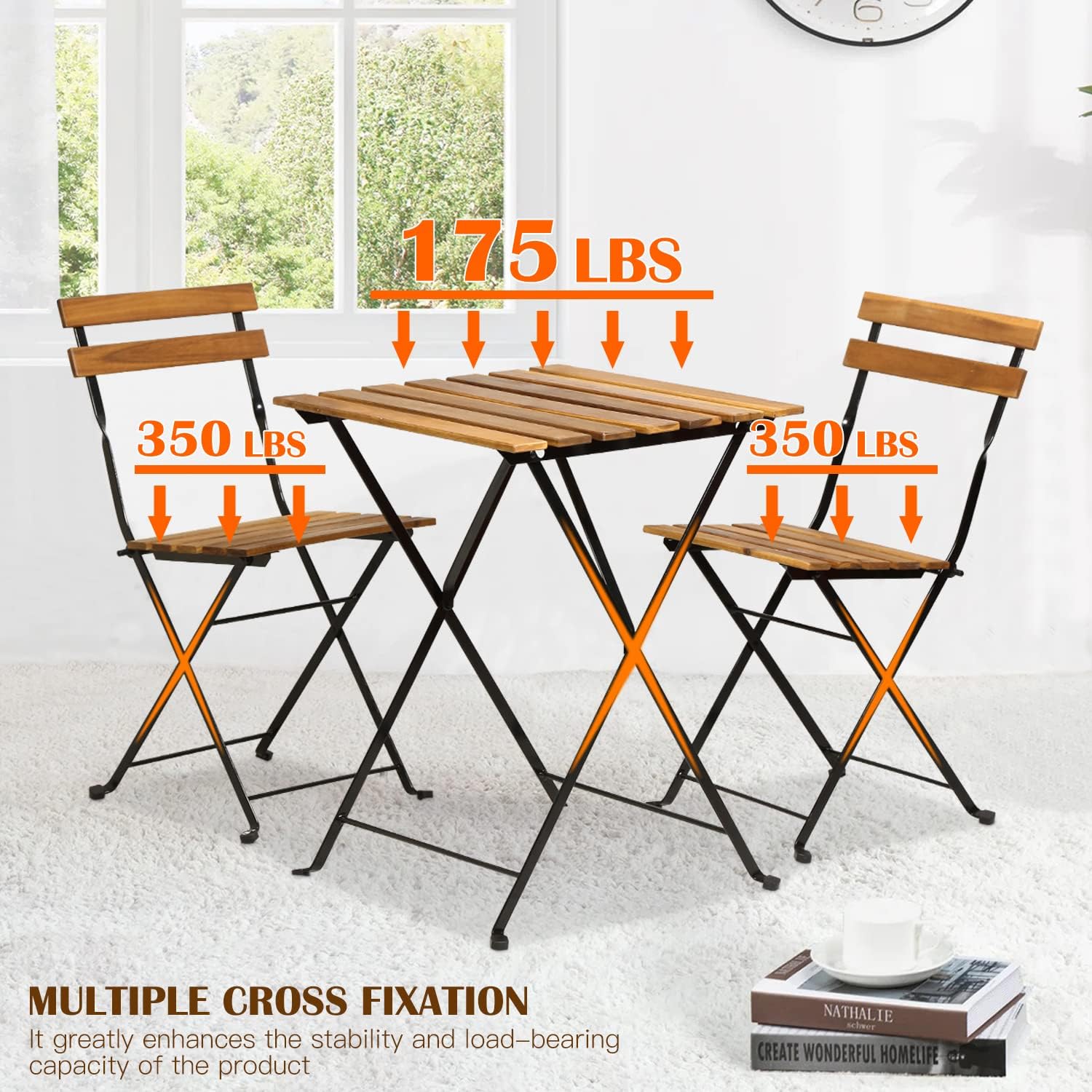 Natural wood 3-piece folding p - đánh giá và giá Outdoor Furniture Patio