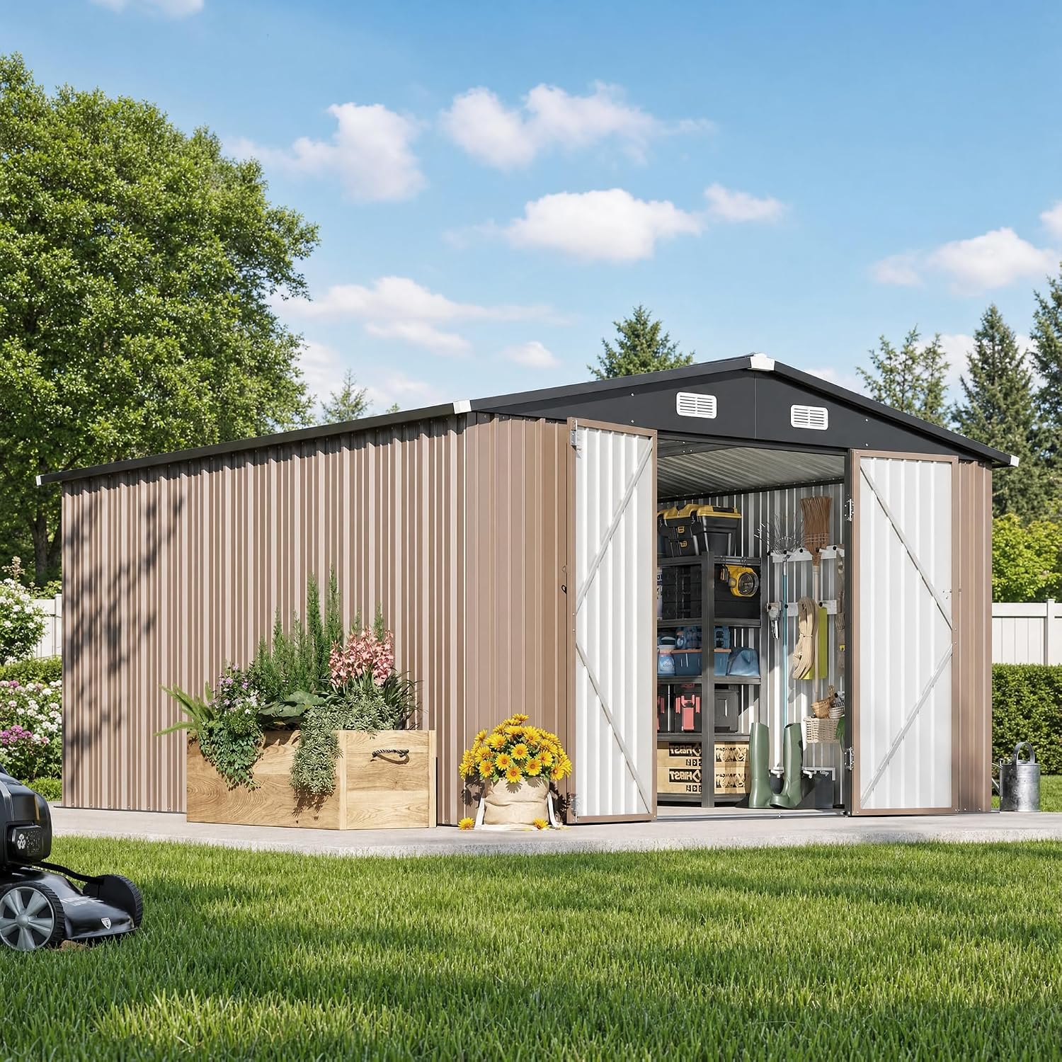 12 x 10FT Outdoor Storage Shed - đánh giá và giá Outdoor Furniture Metal