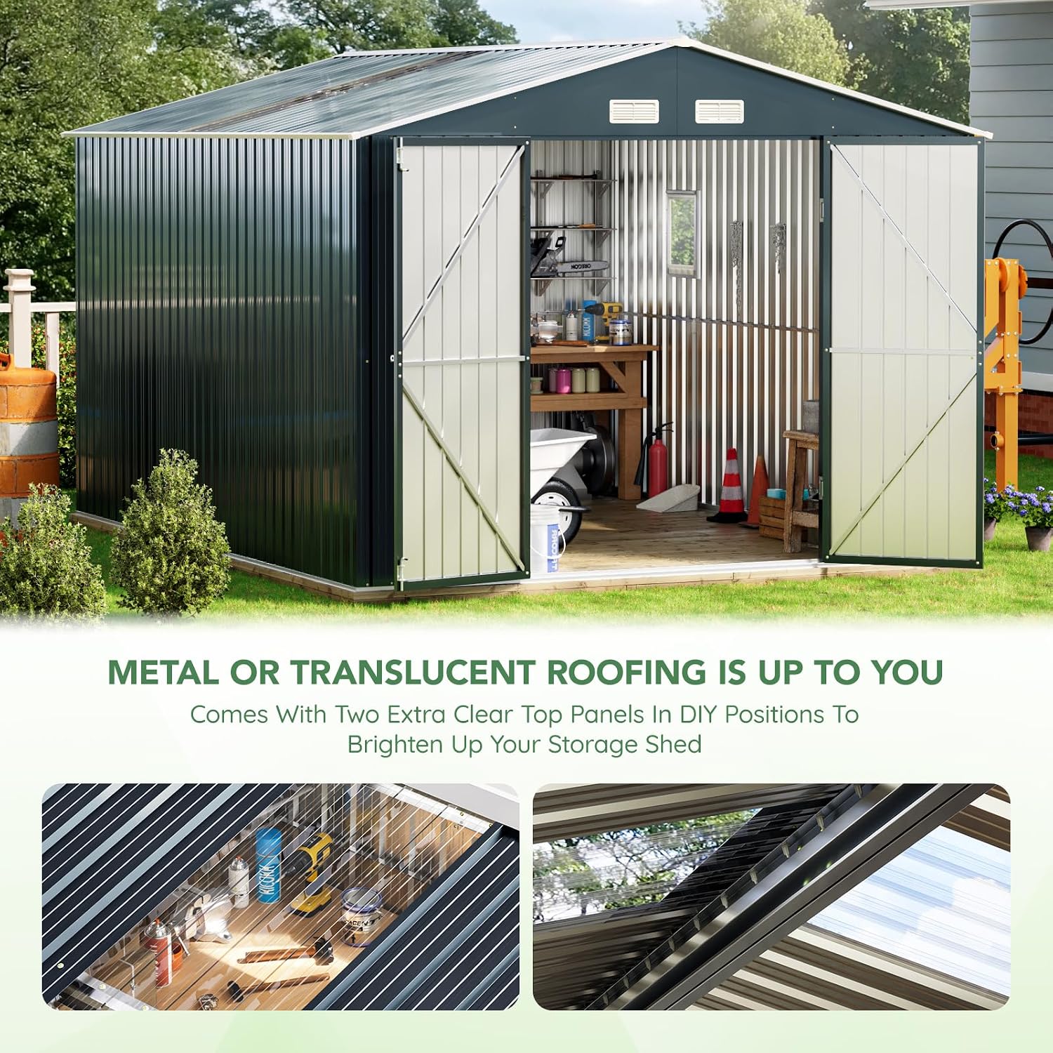 10x12X7.5FT Outdoor Steel Stor - đánh giá và giá Outdoor Furniture Patio